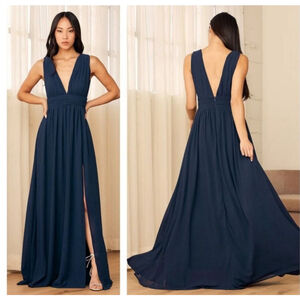 Lulu’s Heavenly Hues Navy Blue Maxi Dress Sz L